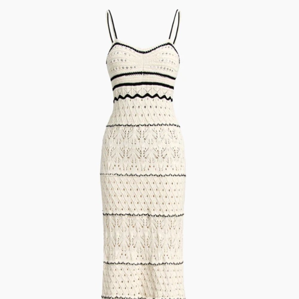 *NWT* Commense Paros Crochet Eyelet See Through Midi Dress